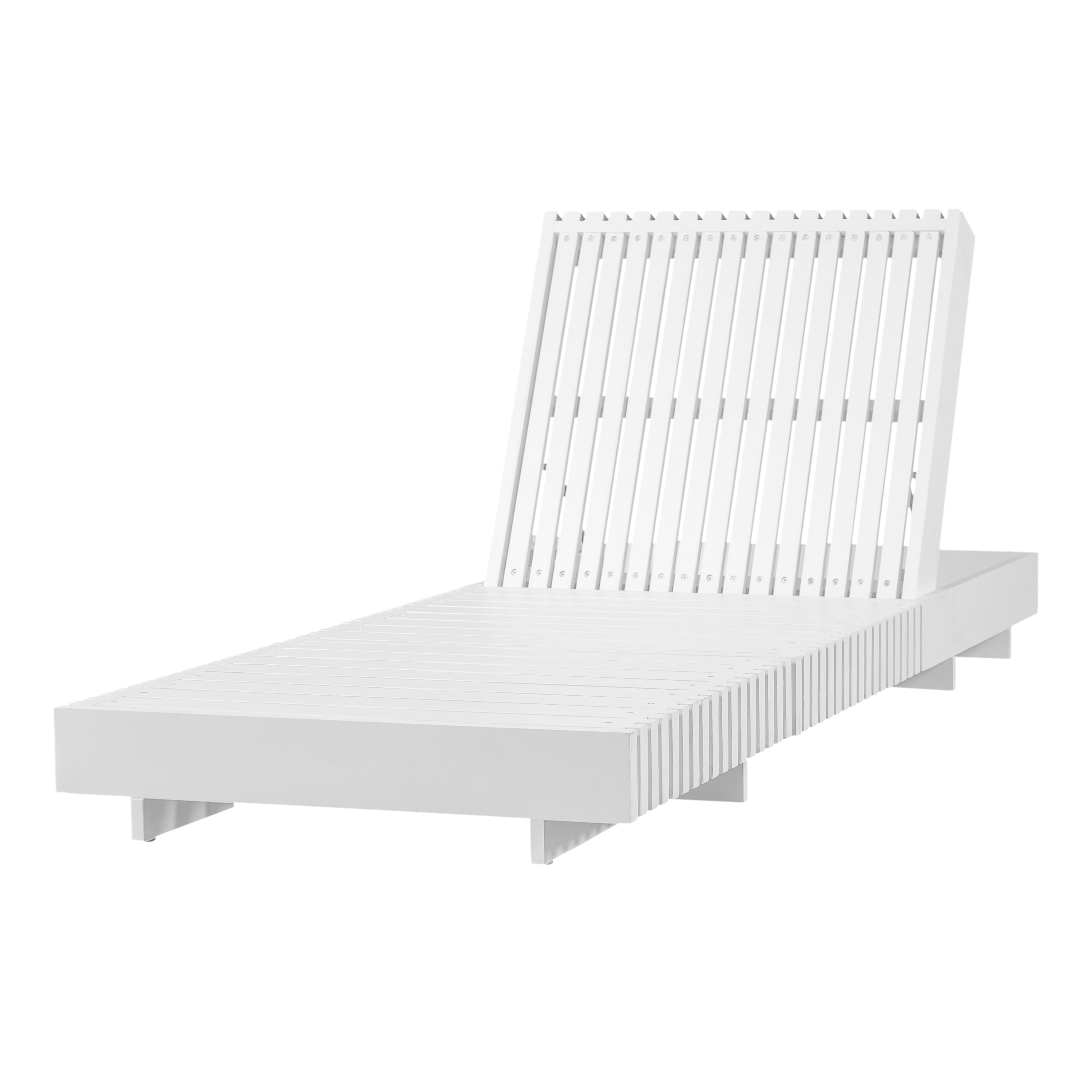Chaise Lounge, Outdoor White Acacia Solid Wood Adjustable Lounge for Patio Deck Garden, White