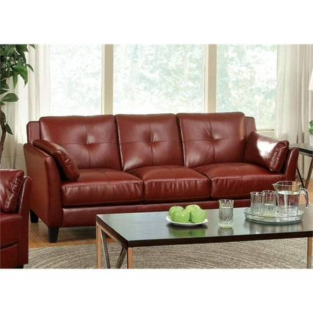 Furniture Of America Tonia Contemporary Faux Leather Tufted Sofa