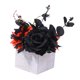 thumbnail image 1 of Arreglo floral de flores artificiales de Halloween en caja de madera para escritorio. Naranja oscuro, 1 of 9