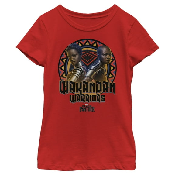 Girl's Marvel Black Panther Okoye and Nakia Wakandan Warriors  Graphic Tee Red Medium