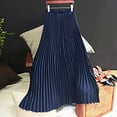 thumbnail image 4 of VUPSGEZ Womens Solid Pleated Elegant Midi Elastic Waist Skirt (Blue,One Size), 4 of 6