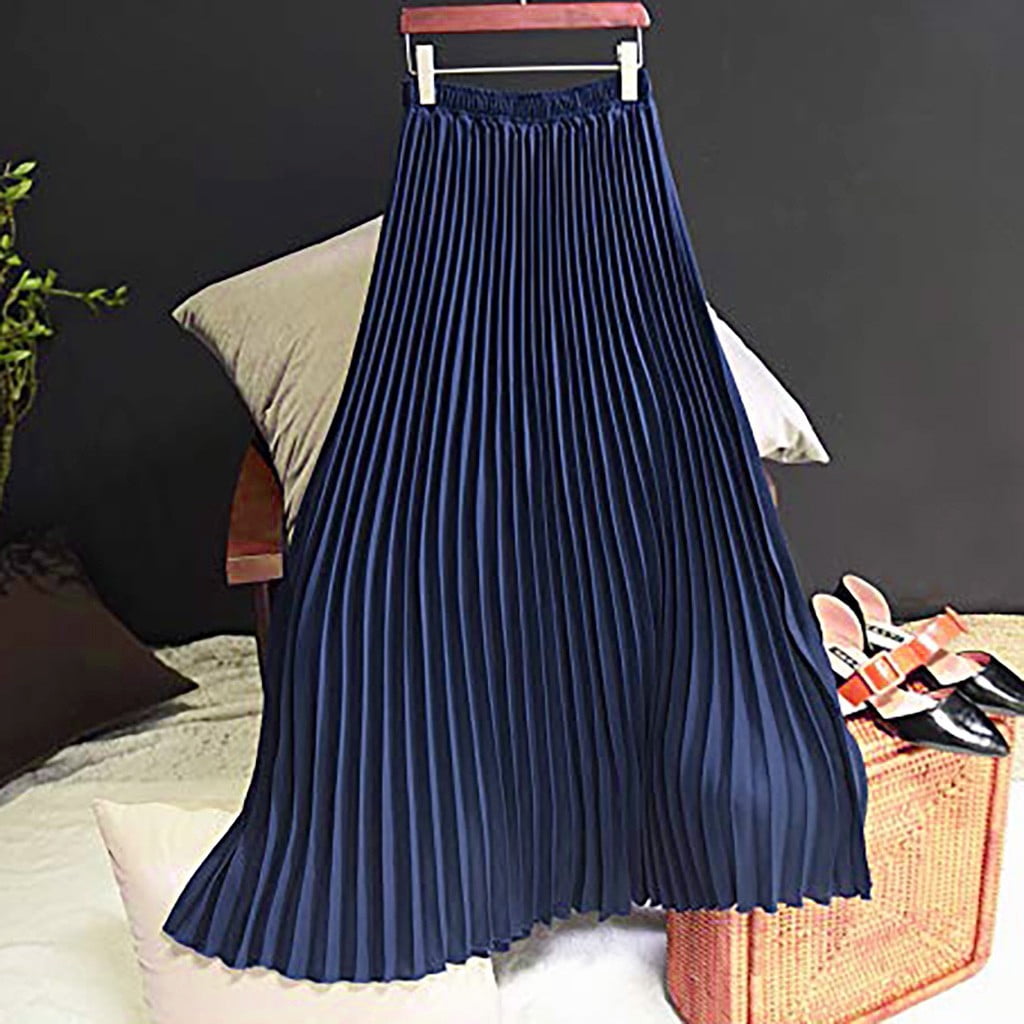 Blue pleated full skirt deals