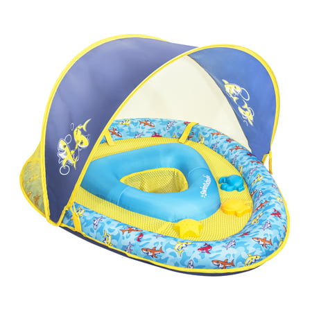 SwimSchool Adjustable Seat Fabric BabyBoat with 3 Toys, Shark