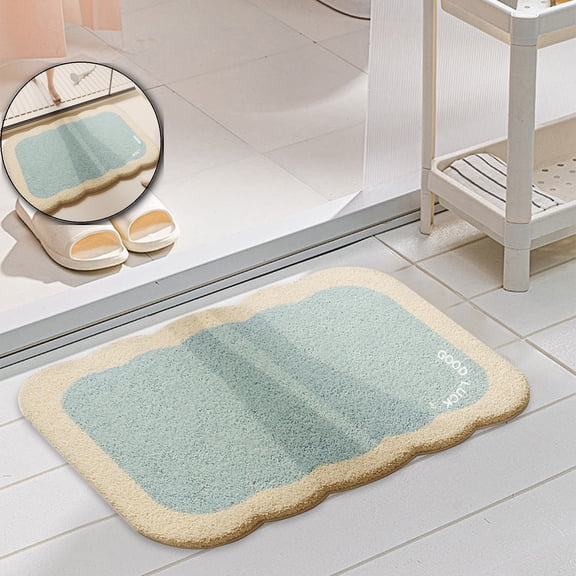 Polyester Shaggy Bath Mat, Rubber Backed Rug, Creamy Style Imitation Carpet for Shower Use