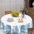 thumbnail image 5 of Winter Tablecloth Blue Snowflake Snowman Round Tablecloth 60 Inch Christmas Tree Table Cloth Winter Christmas Farmhouse Polyester Table Cover For Holiday Kitchen Dining Room Party Indoor Outdoor Decor, 5 of 5