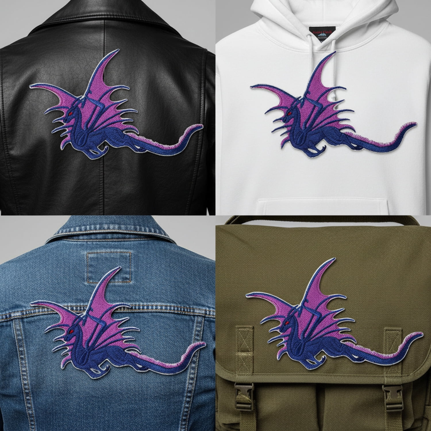 BeyondVision Custom Purple Flying Dragon Embroidered Iron on/Sew Patch [6.5" 5.5"]
