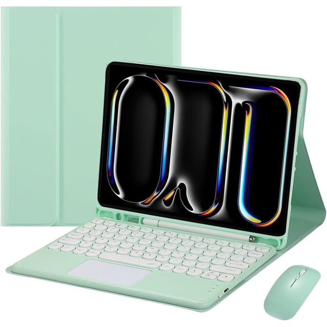 Funda con teclado táctil para iPad Pro de 11 pulgadas (M4) de 5.ª generación 2024, con ratón - Teclado Bluetooth táctil magnéticamente desmontable