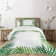 thumbnail image 3 of Ambesonne Green Leaf Quilted Bedspread Set 2 Pcs, Fresh Botany Art, Twin Size, Jade Green Lime Green, 3 of 6