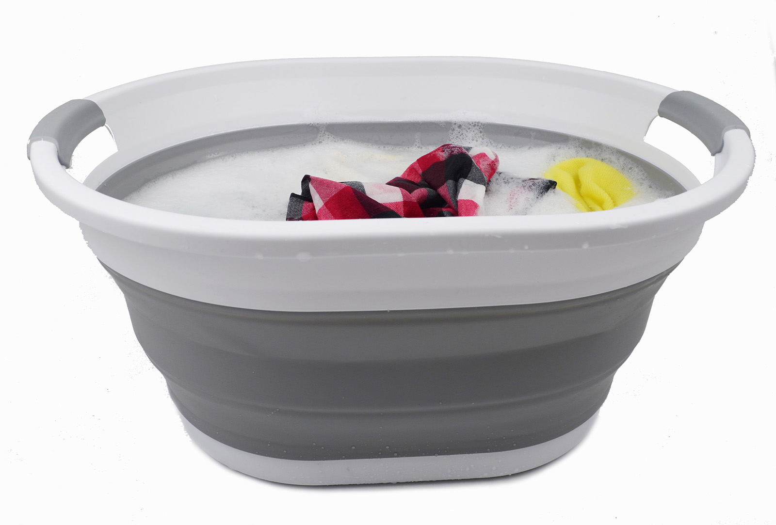 SAMMART 32L (8.4 gallon) Collapsible Plastic Laundry Basket - Foldable Pop Up Storage Container / Organizer - Portable Washing Tub - Space Saving Hamper / Basket, Water Capacity: 24L