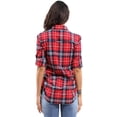 thumbnail image 2 of Women's Long Sleeve Button Down Plaid Flannel Shirt, 2 of 8
