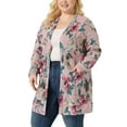 thumbnail image 4 of Agnes Orinda Women's Plus Size Duster Floral Sweater Lightweight Cardigan 2X Pink, 4 of 6