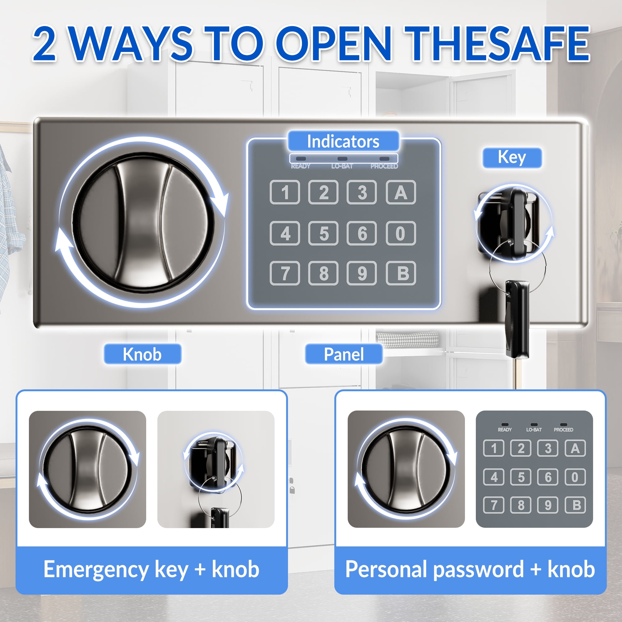 Elevon 1.9 Cu Ft Home Security Safe, Digital Lock Box for Cash, Jewelry, Files & Handguns, Ideal for Home, Office or Hotel Use