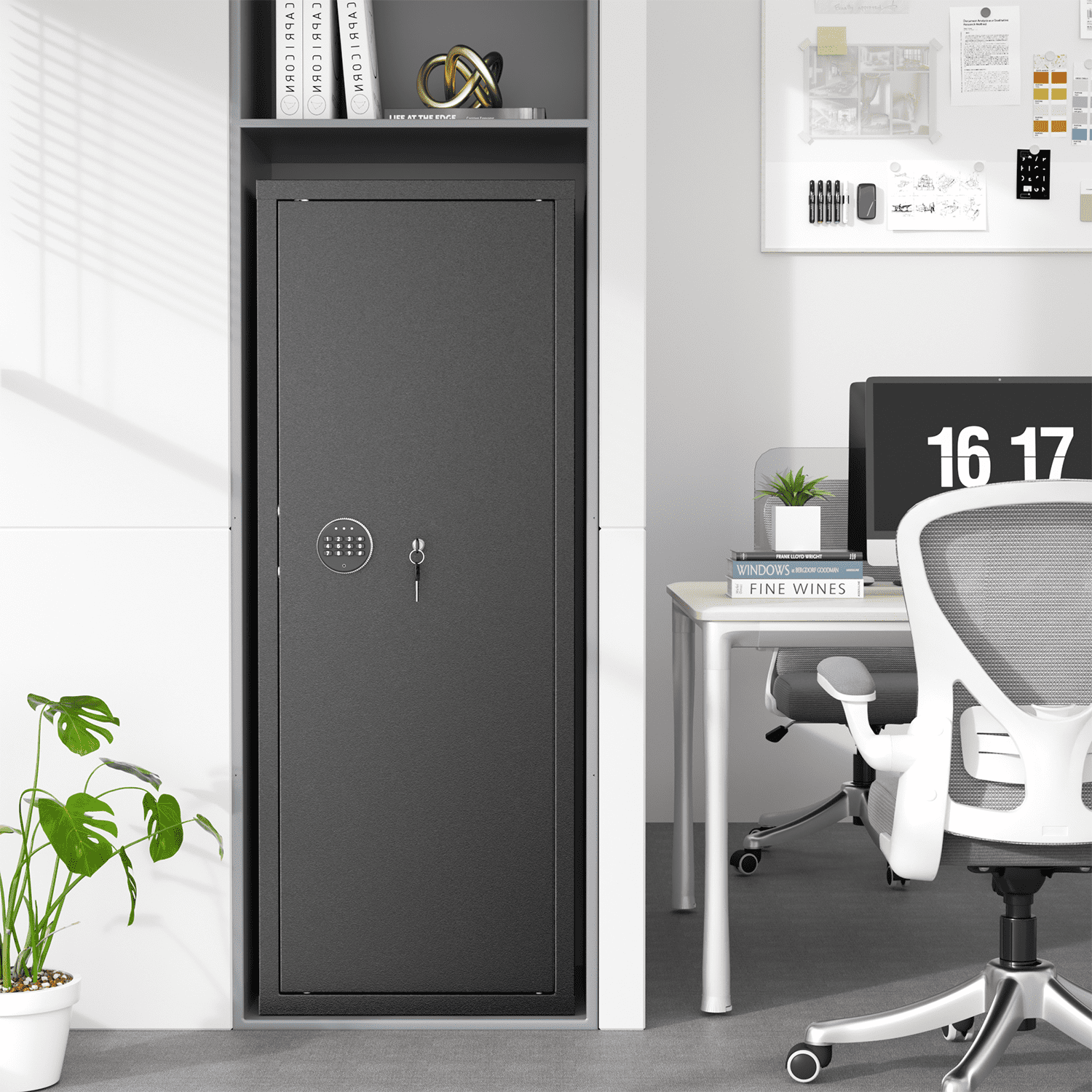 SUNCROWN 10-12 Gun Safe for Rifles and Pistols,Quick Access Rifle Gun Safe with Password Lock, Gun Cabinet with Shelves for Home,Office(Assembly Required)