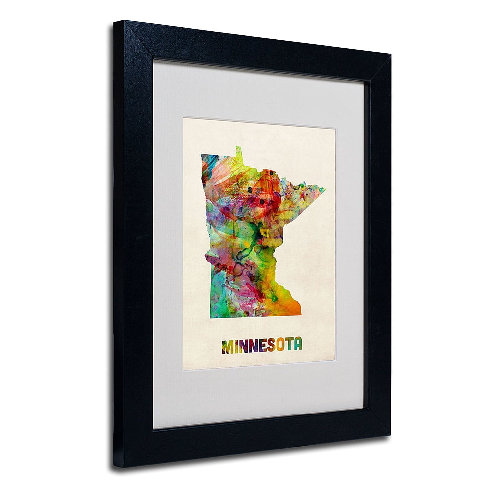 trademark global watercolor state wood framed canvas wall art