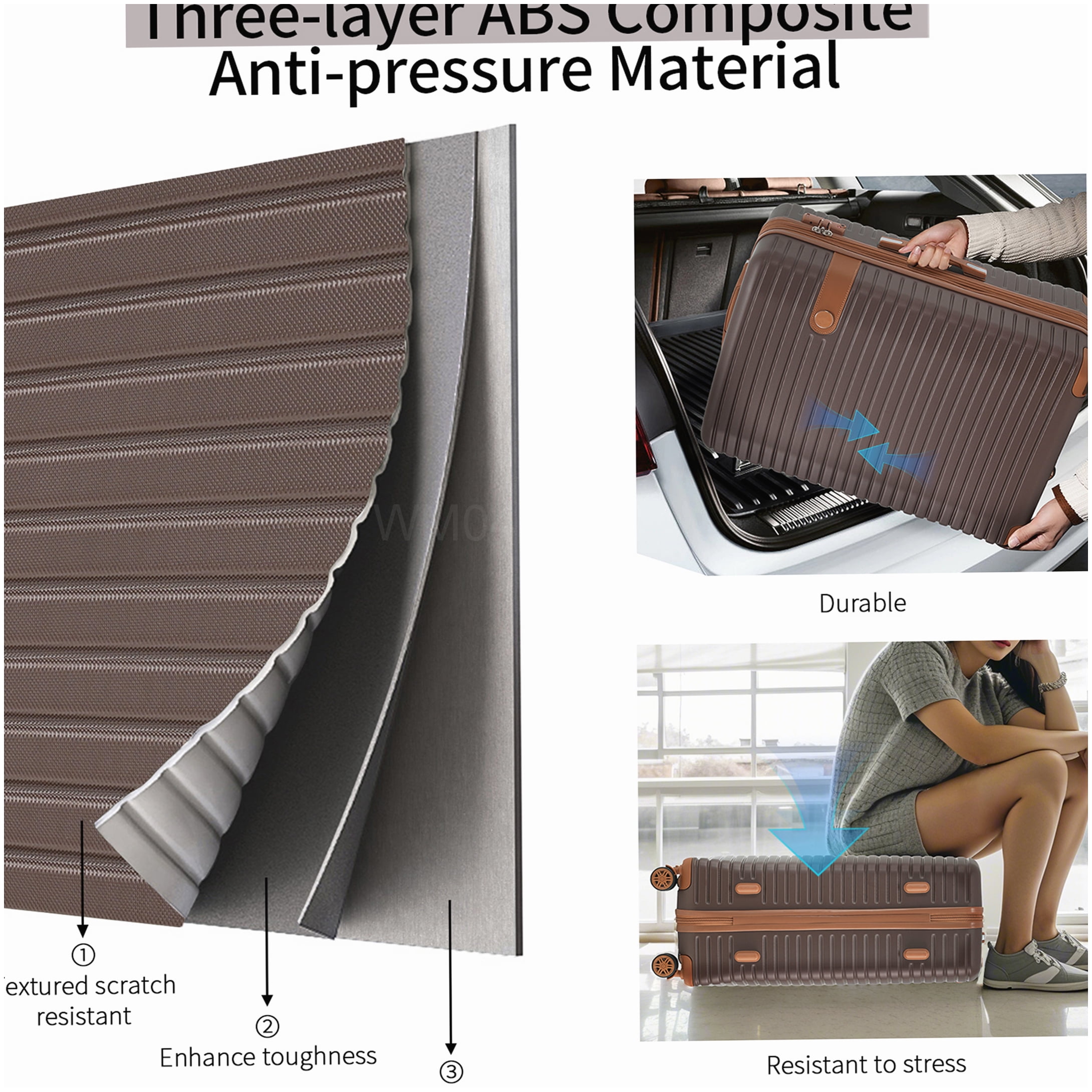 TSA Lock Hardshell Luggage Set with 360° Wheels, Lightweight ABS Suitcases for Carry-On and Check-In