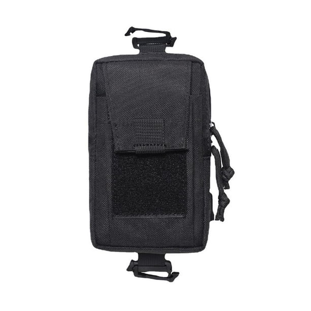 100D Nylon cinturón cintura paquete bolsa impermeable Molle teléfono bolsa para senderismo (negro)