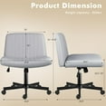 thumbnail image 2 of YSNW Criss Corss Chair with Wheels,Fabric Padded Armless Wide Office Desk Chairs,120° Rocking Swivel Mid Back Computer Task Vanity Chair for Home Office, Small Space(Grey), 2 of 10