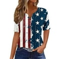 thumbnail image 2 of Cavosen Red White and Blue Clothes for Women Petite Patriotic Short Sleeve V-Neck Tops American Flag Print T Shirts Lady XL Independence Day Casual Tops 4th of July Tunic Tees Patriotic Clothes, 2 of 5