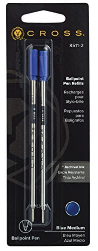 Cross Refills for Ballpoint Pens Medium Blue Ink 2/Pack 85112 