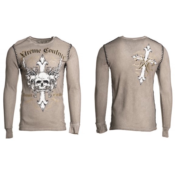 XTREME COUTURE by AFFLICTION Men's Thermal T-Shirt ANNUIT Biker MMA