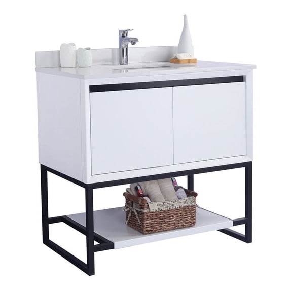 Laviva Alto 36" Wood Cabinet with Quartz Countertop in White