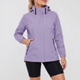 thumbnail image 4 of Windbreaker Jacket for Women Detachable Hooded Windproof and Waterproof Jacket with Pockets Solid Color Hooded Zip Up Casual Lightweight Hiking Travel Jackets, 4 of 6