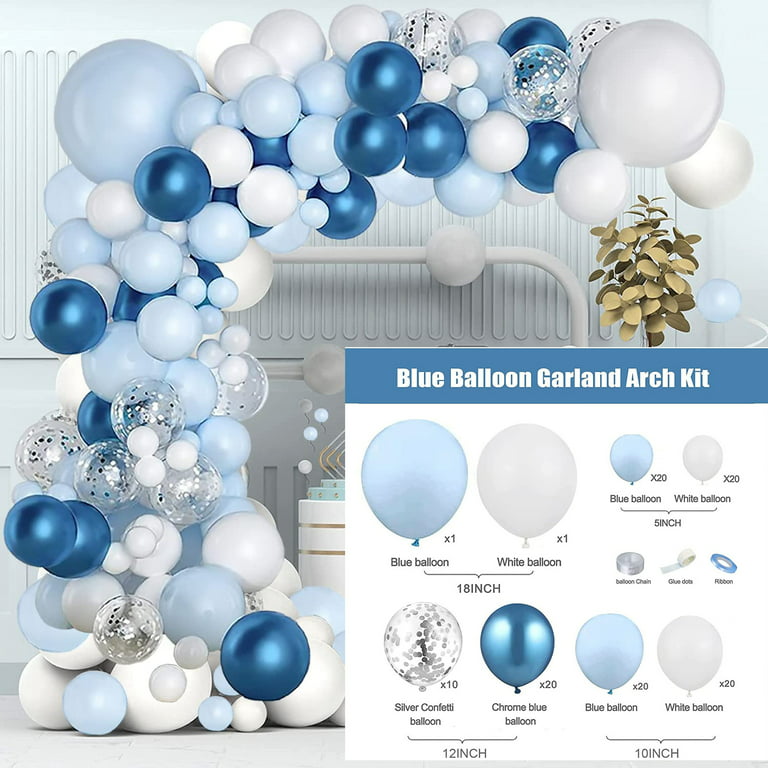 Blue Balloon Garland Arch Kit, Blue White Latex Balloons with Silver  Confetti Balloon for Wedding Baby Shower Birthday Anniversary Festival  Party Decorations 