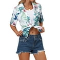 thumbnail image 6 of NFTOEIULA Women Hawaiian Floral Print Oversized Short Sleeve Shirt T-shirt, 6 of 9