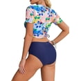 thumbnail image 2 of Conjunto de Bikini Manga Corta para Mujer Traje baño Cintura Alta Trajes Dos Piezas Azul profundo CH Azul profundo CH Xishao ropa, 2 of 2