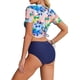 thumbnail image 2 of Conjunto de Bikini Manga Corta para Mujer Traje baño Cintura Alta Trajes Dos Piezas Azul profundo CH Azul profundo CH Xishao ropa, 2 of 2