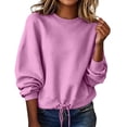thumbnail image 3 of HongQid Womens Cropped Sweatshirt Crew Neck Adjustable Drawstring Hem Long Sleeve Soft Short Cut Fall Clothes Ladies Trendy Casual Pullover Top, 3 of 8