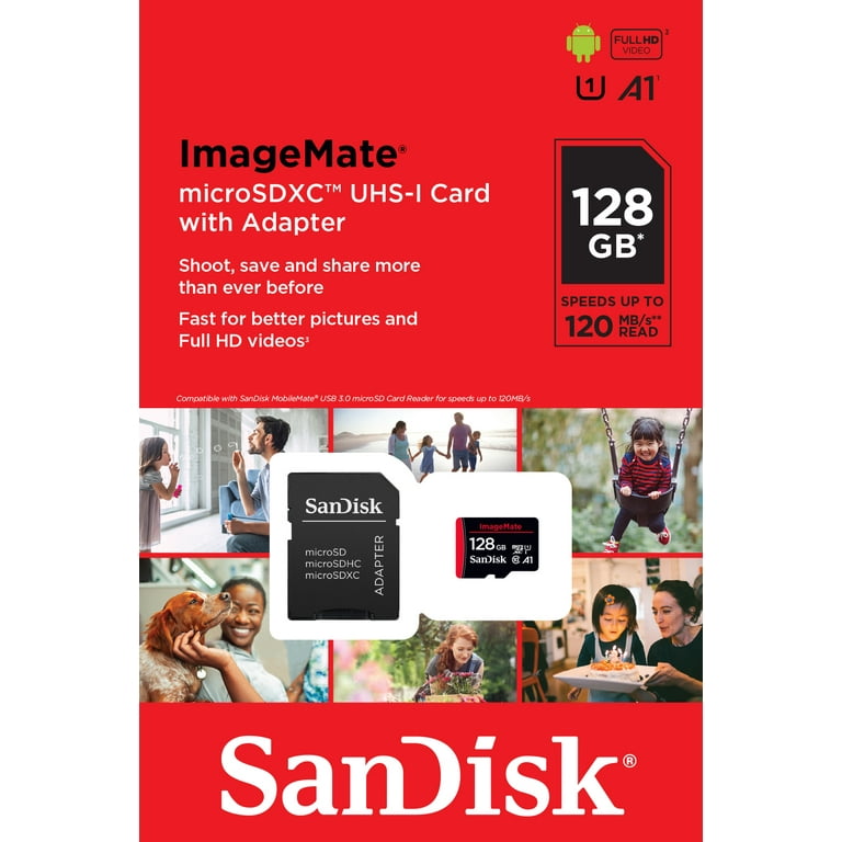 SanDisk 64GB MobileMate microSDXC UHS-1 Memory Card with Adapter - 120MB/s,  C10, U1, Full HD, A1 Micro SD Card - SDSQUA4-064G-AW6HA 