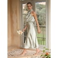 thumbnail image 3 of Women'S 2025 Summer Satin Dress Elegant Sleeveless Mock Neck Cocktail Party Maxi Dresses Light Green S, 3 of 5