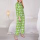 thumbnail image 3 of Fotbe Green Lemon Slices Conjunto de Pijama de Manga Larga para Mujer con Estampado, Ropa de Dormir de 2 Piezas, Conjunto de Casa Suave y Cómodo con Bolsillos-Large, 3 of 7