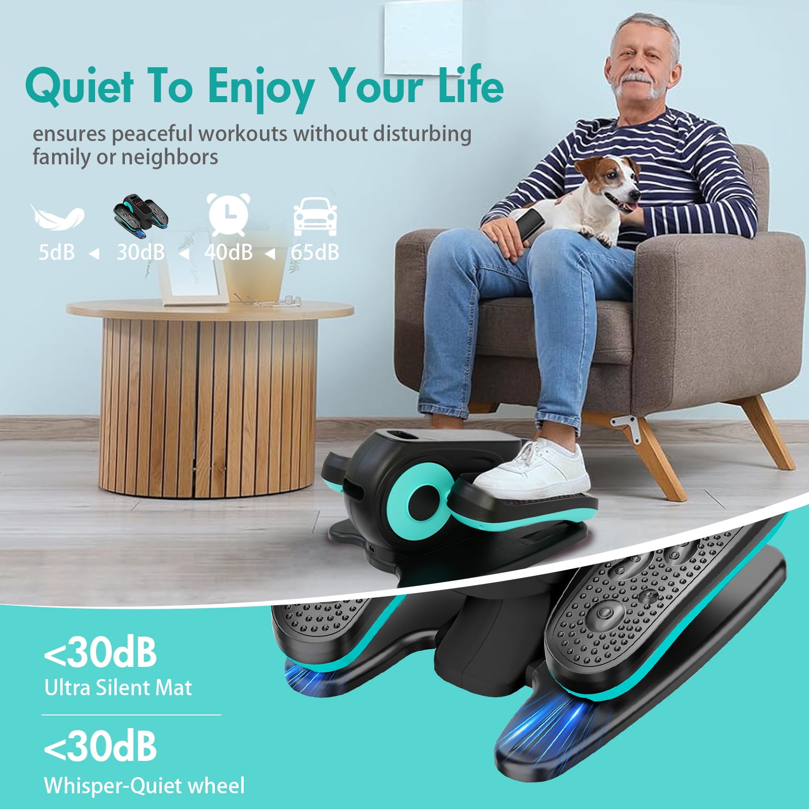 ALSO GO Under Desk Elliptical, Electric Leg Exerciser While Sitting for Seniors, Fully Assembled Motorized Ellipse Leg Exerciser, Seated Mini Elliptical with 12 Adjustable Speed Levels
