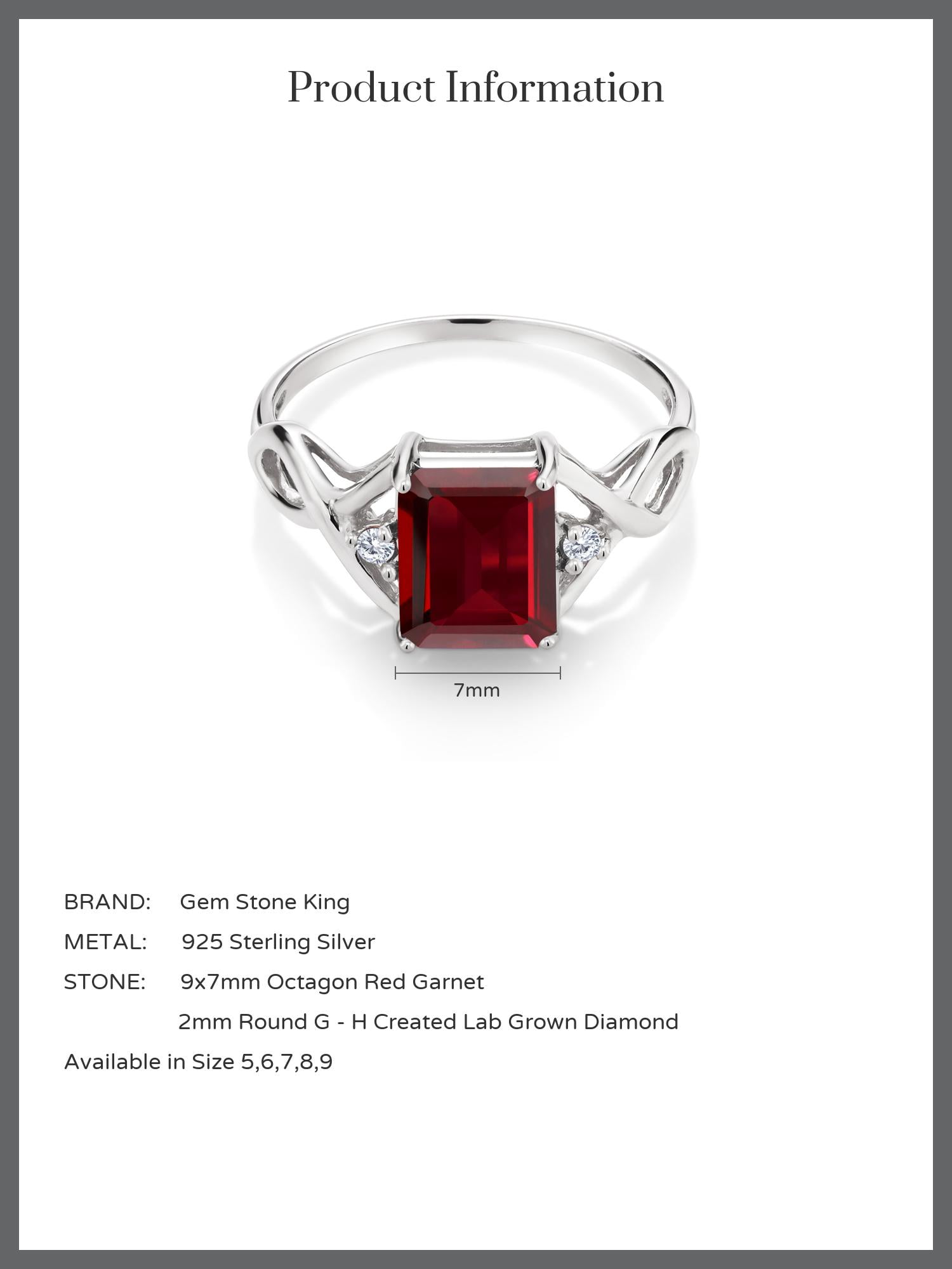 Gem Stone King 2.64 Ct Octagon Red Garnet E-F Lab Grown Gem Stone King 2.64 Ct Octagon Red Garnet E-F Lab Grown