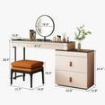 thumbnail image 3 of Lartis Corner Vanity Desk with Stool Bedroom Corner Vanity Set, 1 Storage Drawer, 1 high Storage Pull Cabinet, 360 °Rotatable Dimmable Makeup Mirror, 3 of 9