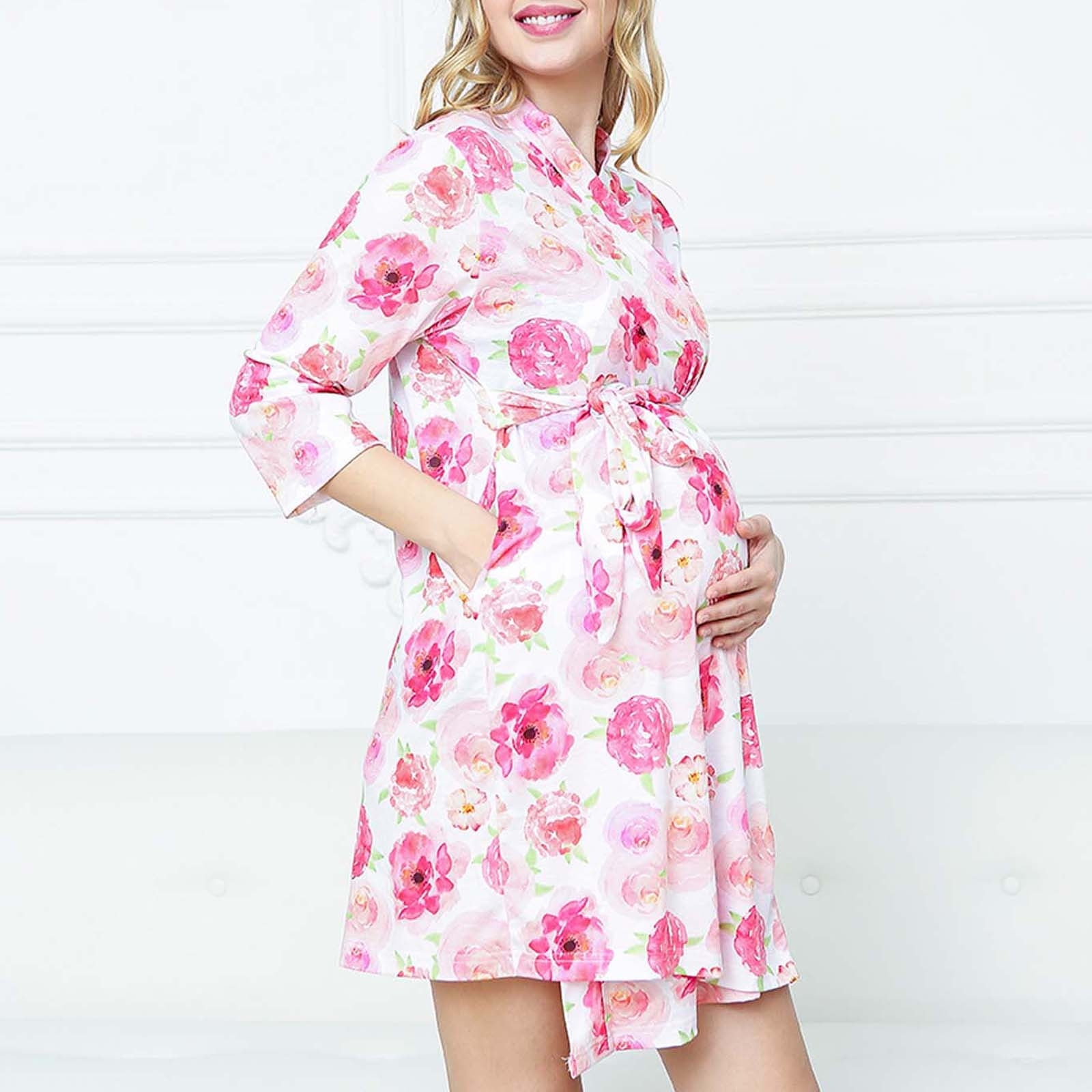 YWDJ 4 Pieces Maternity Robe Matching Set Labor Delivery Robe Swaddle Set Multicolor L/XL/XXL
