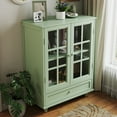 thumbnail image 5 of Lisonu Modern Buffet Cabinet, Mint Green Sideboard with Glass Doors and Drawer, Minimalist Wooden Storage Cupboard with Solid Wood Legs for Dining Room, Hallway, or Living Room, 5 of 26