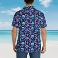 thumbnail image 6 of Daiia Blue Flower Skull Hawaiian Shirt for Men Gentle Cotton Regular Short Sleeve Casual-XX-Large, 6 of 9