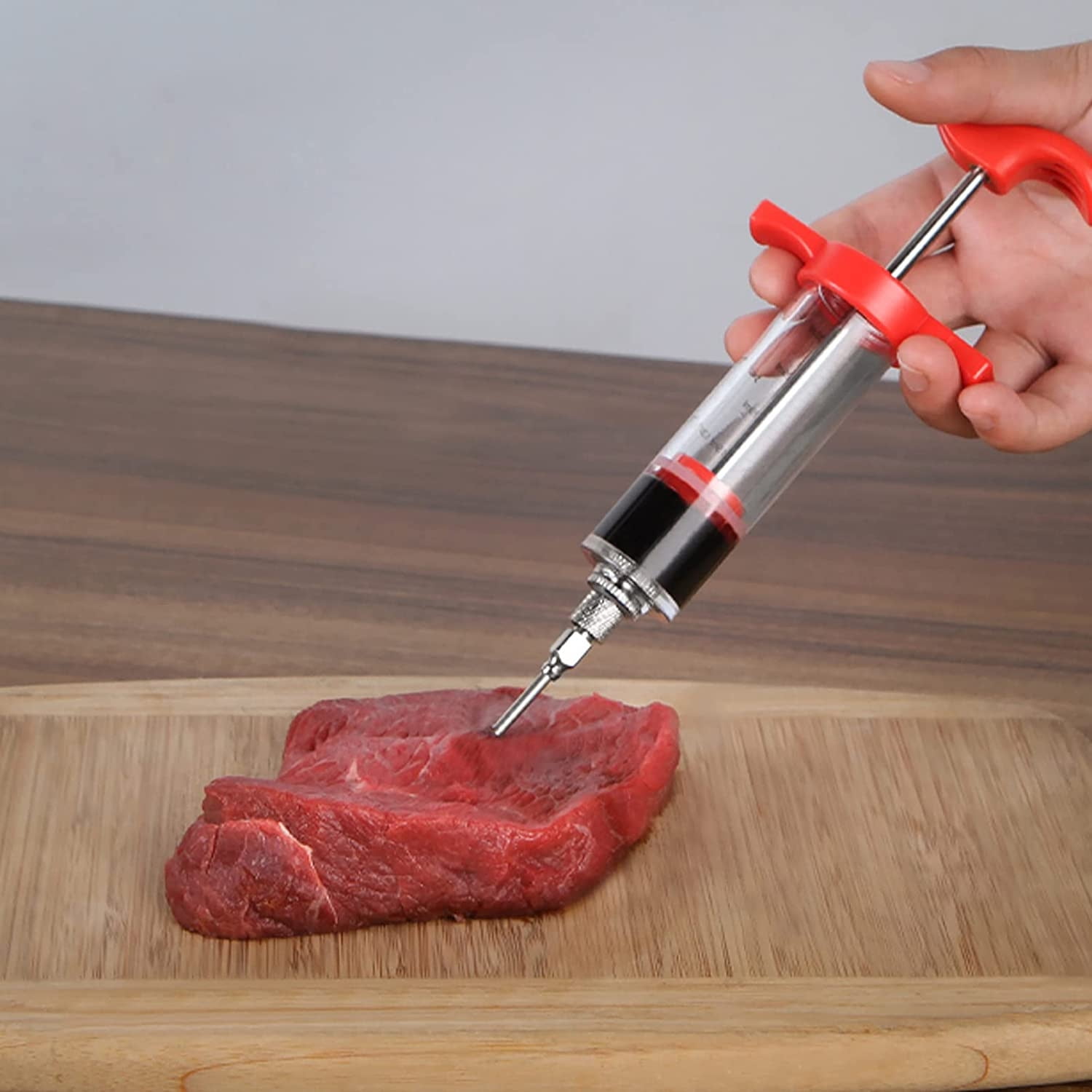 Jeringa Para Marinar Carne – Inyector De Adobos Para Pollo, Pavo, Res Y Barbacoa | Color Rojo