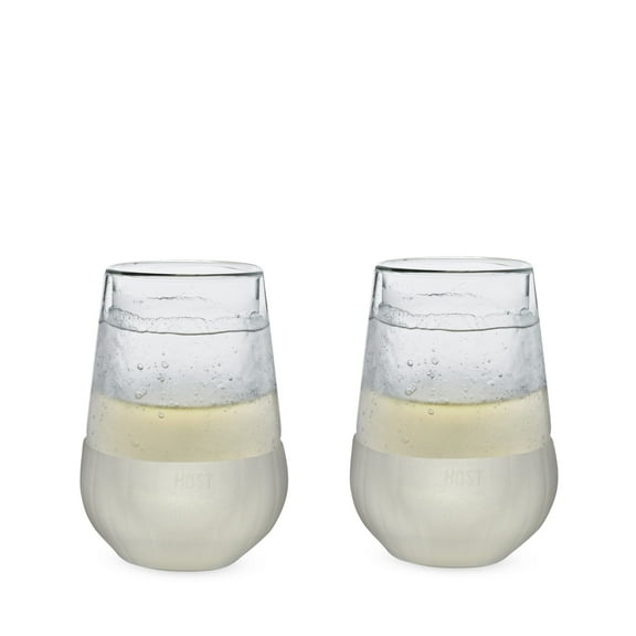 Host Glass Freeze Cooling Cups, Stemless Wine Glasses Set of 2, 8.5oz