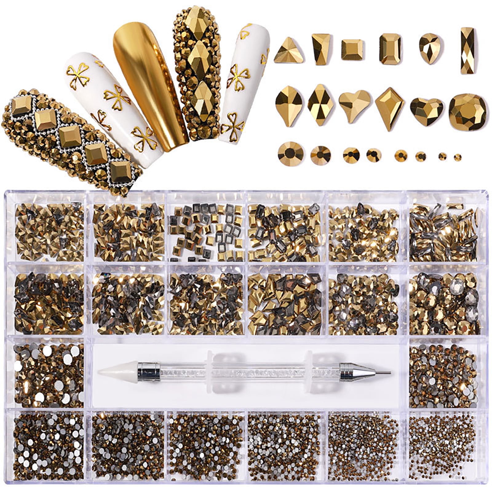 Fridja Boxed Nail Art Diamond Flat Glass Shaped Diamond DIY Nail Art Jewelry Set