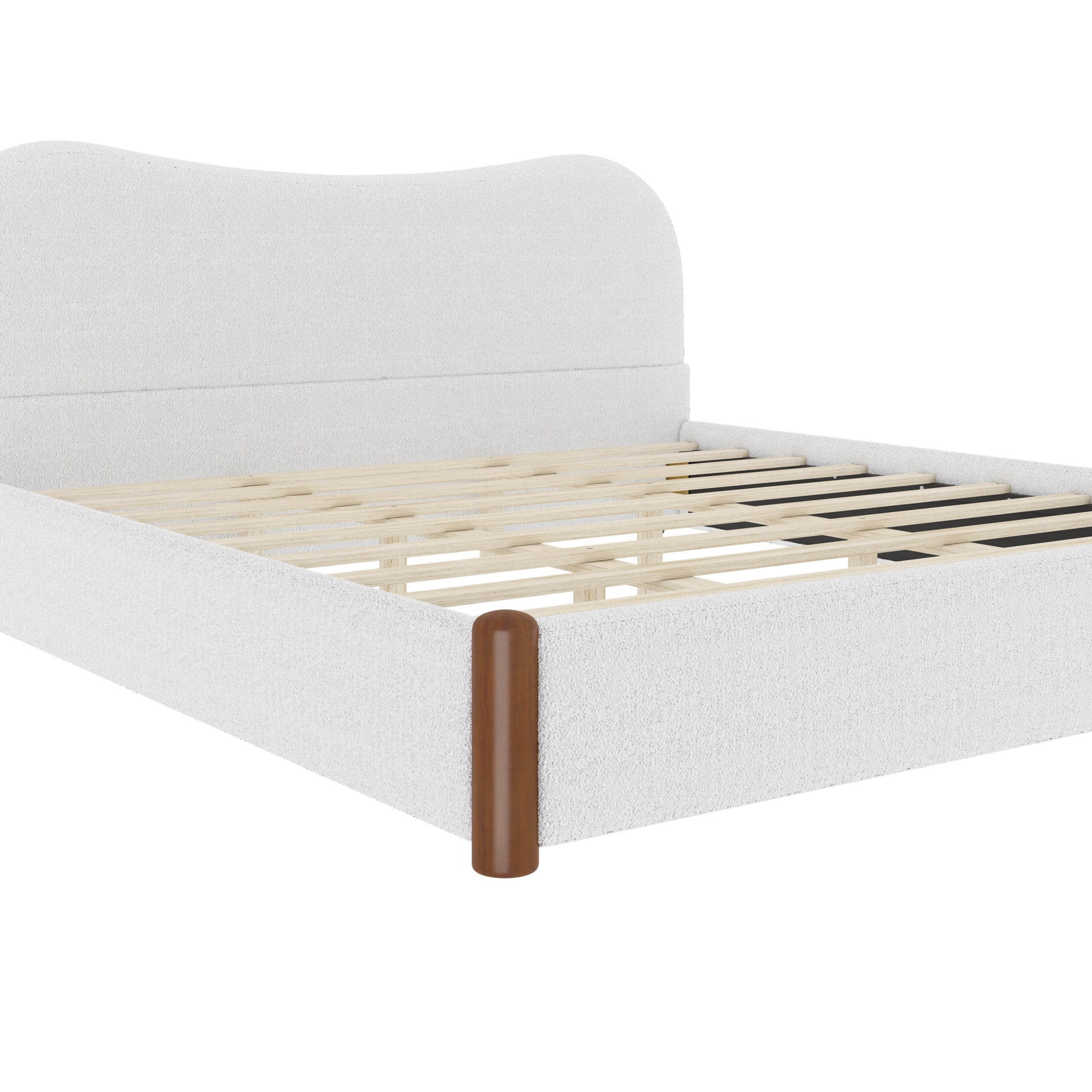 Euroco Upholstery King Size Platform Bed, White
