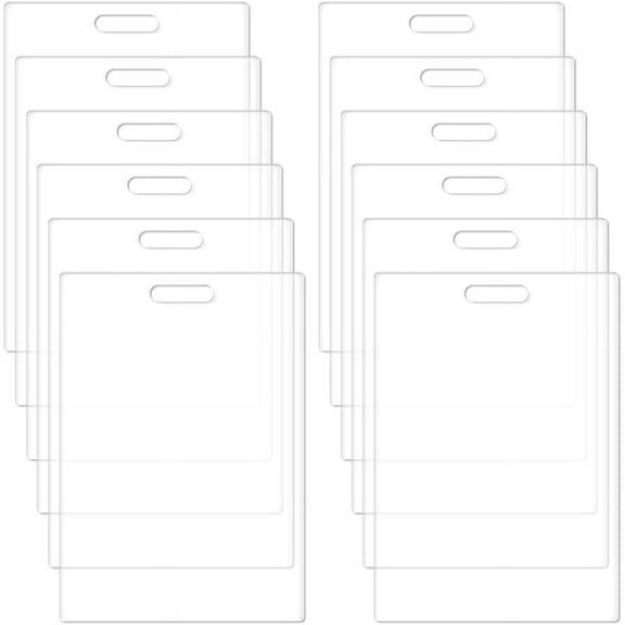 12 pc Transparent Acrylic Badge Rectangle 127x76x2mm Hole: 20x5mm