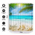 thumbnail image 2 of 3D Palms Ocean Tropical Island Beach Shower Curtain, 70” x 72” Waterproof Fabric Cloth, 2 of 3