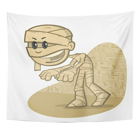 ZEALGNED Cartoon Funny Mummy Egypt Antique Archaic Character Clip Embalmed Fear Wall Art Hanging Tapestry Home Decor for Living Room Bedroom Dorm 51x60