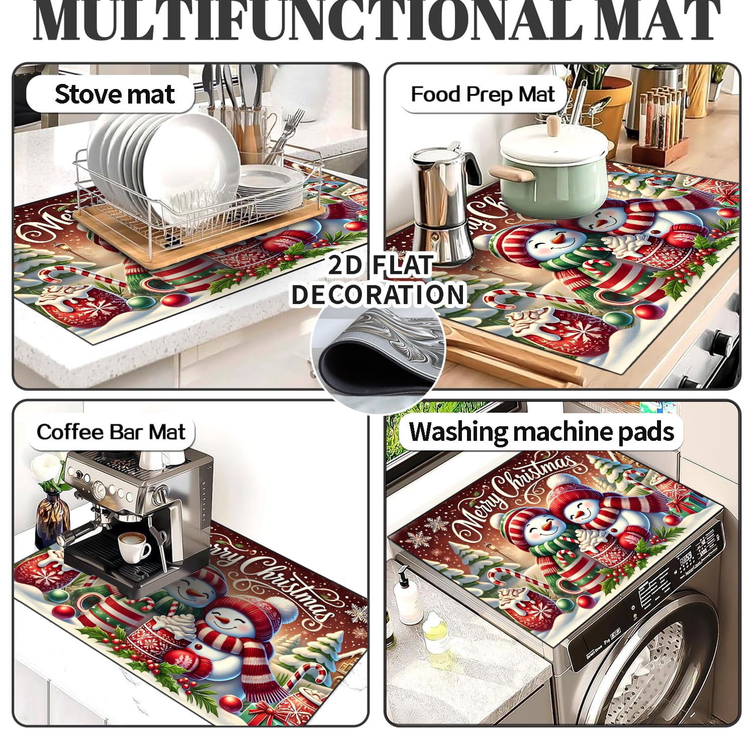 Stove Top Cover for Electric Stove – 28"x20" Christmas Snowman pattern Cooktop Protector – Heat Resistant Range Cover, Flat RV Stovetop Protector, Multipurpose Dish Drying Mat for Kitchen 1pc