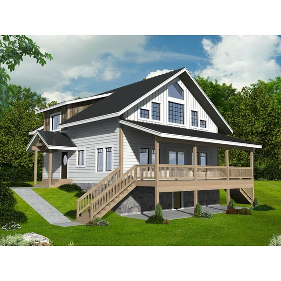 001-3564: Mountain 3 Bed, 2 Bath Luxury Home Plan, 1896 Sq Ft: Full Blueprints with License to Build by Home Plan Marketplace - Lesuto