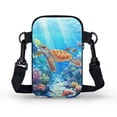 thumbnail image 2 of HELLHERO Turtle and Coral Pattern Women Sling Bag with Double Zipper Adult Shoulder Bags Double Deck Polyester 2 Zippers Unisex, 2 of 7